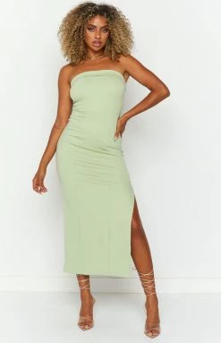 BB Exclusive Bloom Sage Strapless Maxi Dress Dresses