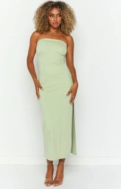 BB Exclusive Bloom Sage Strapless Maxi Dress Dresses