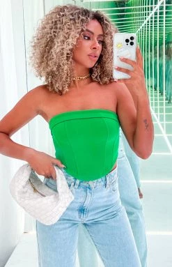 BB Exclusive Tops Bobbi Green Strapless Corset Top