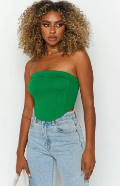 BB Exclusive Tops Bobbi Green Strapless Corset Top