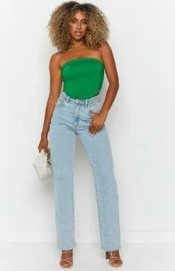BB Exclusive Tops Bobbi Green Strapless Corset Top