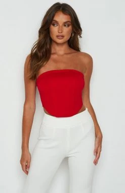 BB Exclusive Bobbi Red Strapless Corset Top