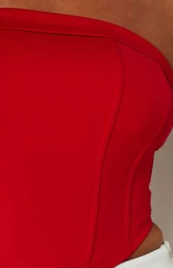 BB Exclusive Bobbi Red Strapless Corset Top
