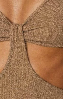 Beginning Boutique Dresses Bold Move Cut Out Mini Dress Brown