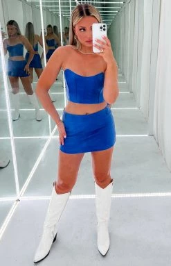 BB Exclusive Tops Bonita Blue PU Corset Top