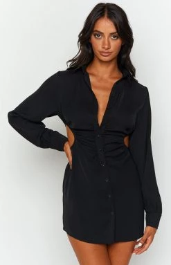 BB Exclusive Boss Chick Black Mini Shirt Dress