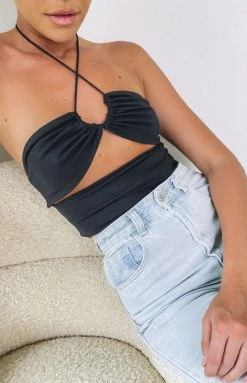 BB Exclusive Bowie Crop Top Black Tops