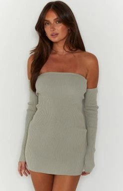 BB Exclusive Branca Sage Long Sleeve Knit Mini Dress New