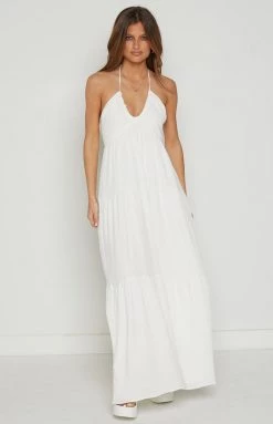 Beginning Boutique Breezi White Tiered Maxi Dress