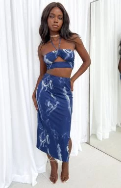 BB Exclusive Brianna Navy Mesh Crop Top Tops