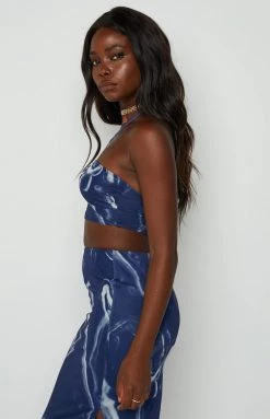 BB Exclusive Brianna Navy Mesh Crop Top Tops