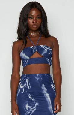 BB Exclusive Brianna Navy Mesh Crop Top Tops