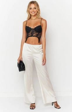 BB Exclusive Bridget White Satin Pants