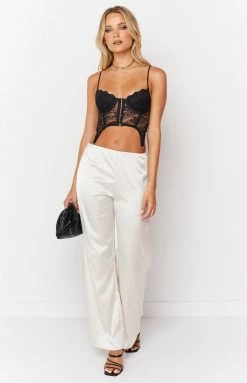 BB Exclusive Bridget White Satin Pants