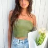 BB Exclusive New Brielle Green Strapless Top