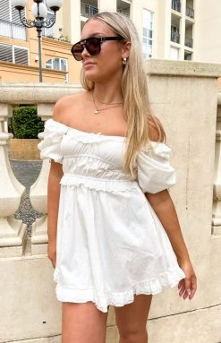 Beginning Boutique Bristol Puff Sleeve Mini Dress White New