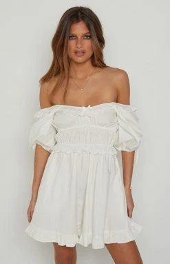 Beginning Boutique Bristol Puff Sleeve Mini Dress White New