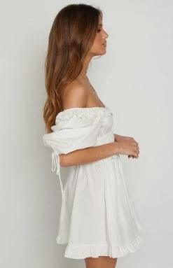 Beginning Boutique Bristol Puff Sleeve Mini Dress White New
