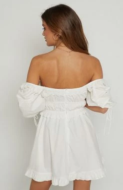 Beginning Boutique Bristol Puff Sleeve Mini Dress White New
