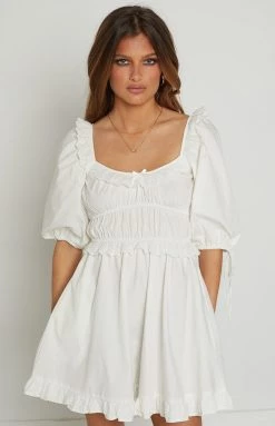 Beginning Boutique Bristol Puff Sleeve Mini Dress White New