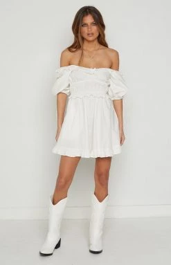 Beginning Boutique Bristol Puff Sleeve Mini Dress White New