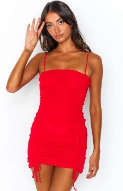 BB Exclusive Dresses Bronte Red Ruched Mini Dress