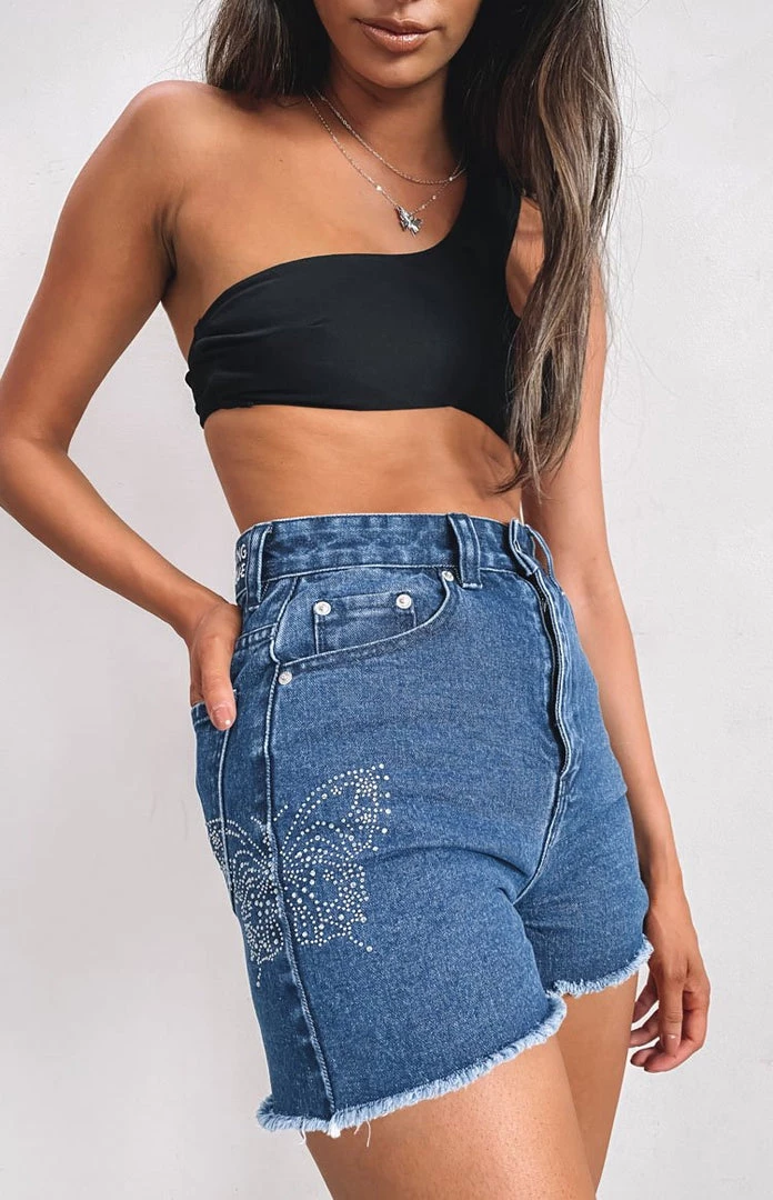 BB Exclusive Butterfly Denim Shorts Blue Denim 1 BB Exclusive Butterfly Denim Shorts Blue Denim