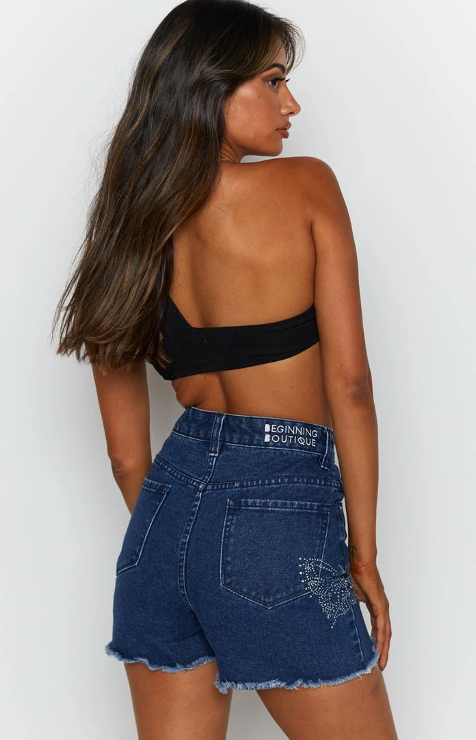 BB Exclusive Butterfly Denim Shorts Blue Denim 7 BB Exclusive Butterfly Denim Shorts Blue Denim
