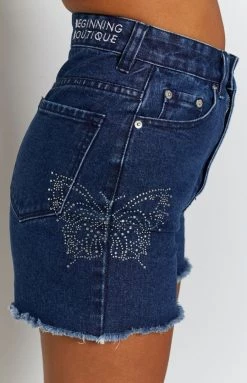 BB Exclusive Butterfly Denim Shorts Blue Denim 16 BB Exclusive Butterfly Denim Shorts Blue Denim