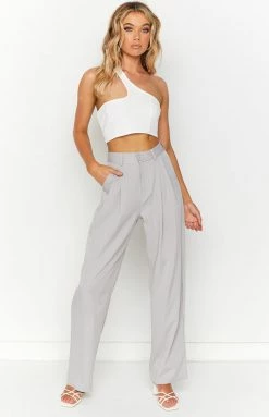 Beginning Boutique Buxus Grey Pinstripe Pants Bottoms