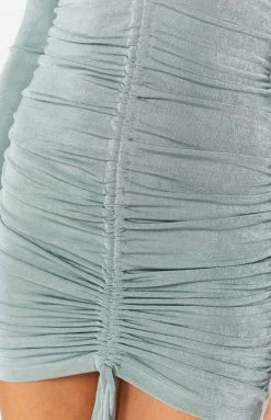 Beginning Boutique Dresses City Girl Ruched Mini Dress Slate