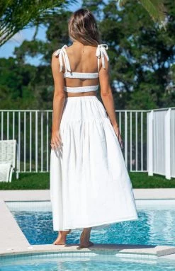 BB Exclusive Cosmos Maxi Skirt White Bottoms