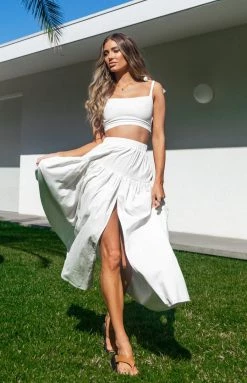 BB Exclusive Cosmos Maxi Skirt White Bottoms