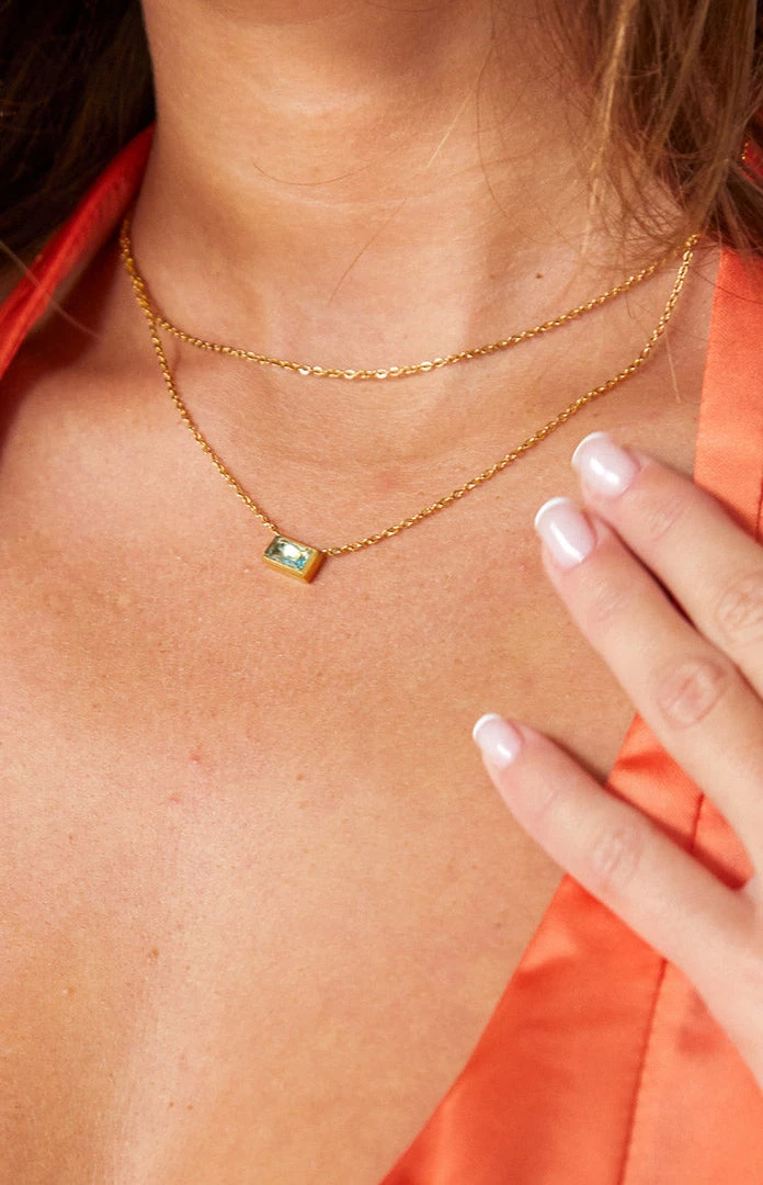 Eclat Accessories CZ Stone Brass Layered Necklace 1 Eclat Accessories CZ Stone Brass Layered Necklace