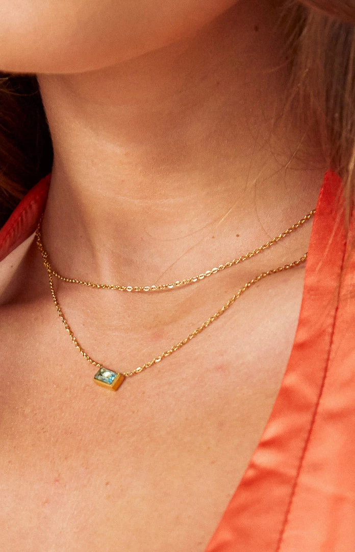 Eclat Accessories CZ Stone Brass Layered Necklace 4 Eclat Accessories CZ Stone Brass Layered Necklace