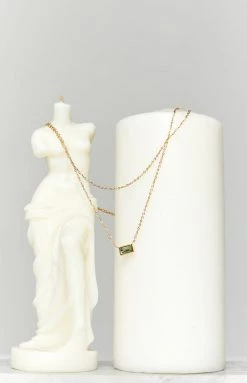 Eclat Accessories CZ Stone Brass Layered Necklace