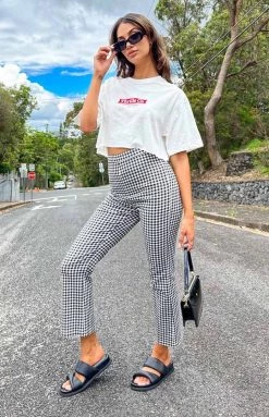 Beginning Boutique Bottoms Cabello Pants Black Check