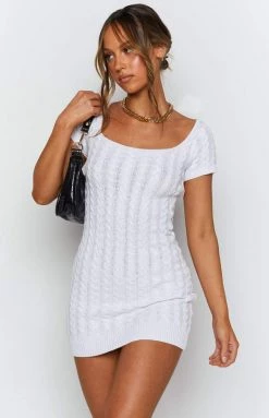 BB Exclusive Cable Mini Dress White