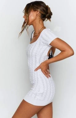 BB Exclusive Cable Mini Dress White