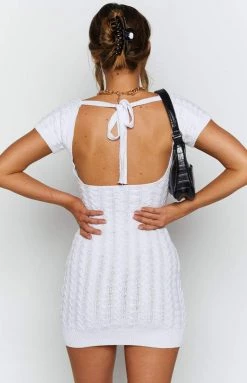 BB Exclusive Cable Mini Dress White