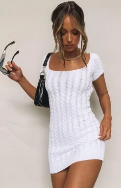 BB Exclusive Cable Mini Dress White