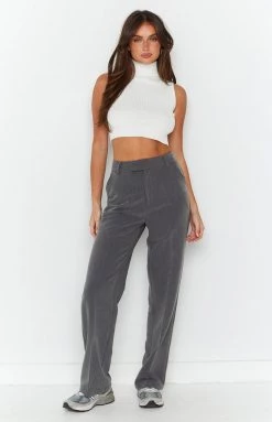 BB Exclusive Cabo Grey Straight Leg High Waisted Tailored Pant