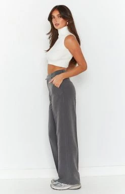 BB Exclusive Cabo Grey Straight Leg High Waisted Tailored Pant