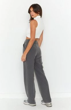 BB Exclusive Cabo Grey Straight Leg High Waisted Tailored Pant
