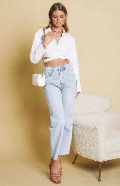 Beginning Boutique Caitlin Tie Up Shirt White Tops