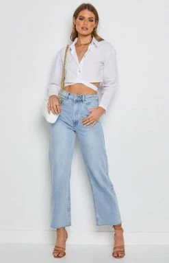 Beginning Boutique Caitlin Tie Up Shirt White Tops