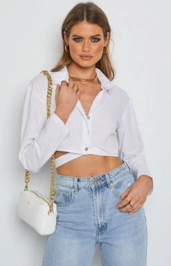 Beginning Boutique Caitlin Tie Up Shirt White Tops