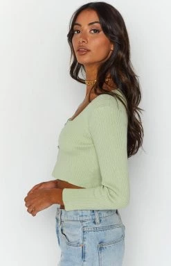 Beginning Boutique California Dream Mint Long Sleeve Top