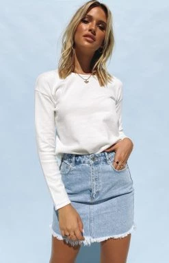 Beginning Boutique Tops Cambrie Long Sleeve Knit Top White