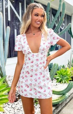 BB Exclusive Camellia White Floral Mini Dress Dresses